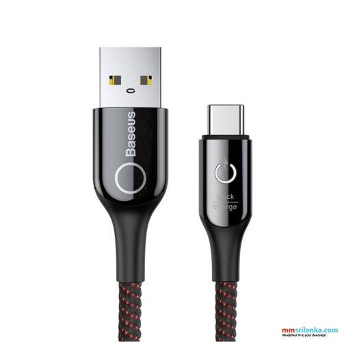 Baseus C-shaped Light Intelligent power-off Cable USB For Type-C  3A 1M